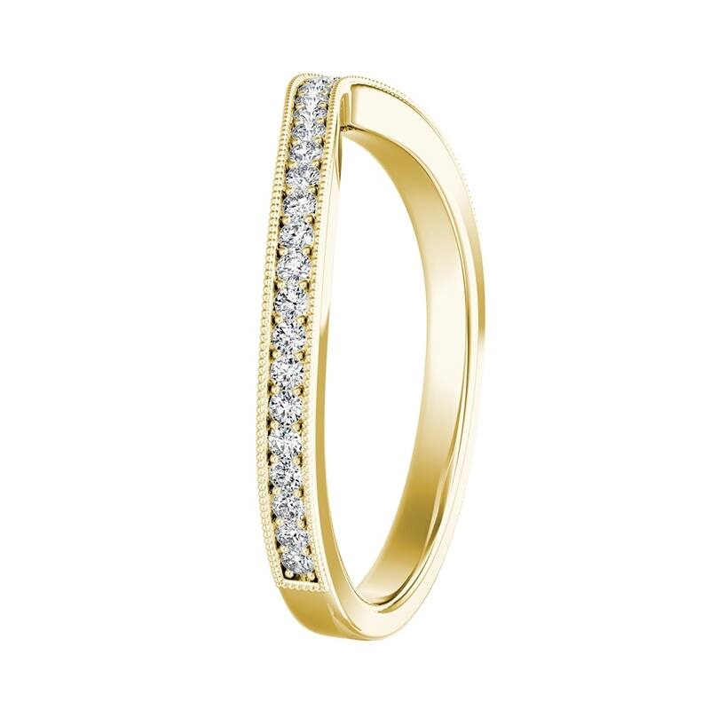 Auriya 14k Gold 1/5ctw Curved Diamond Wedding Band