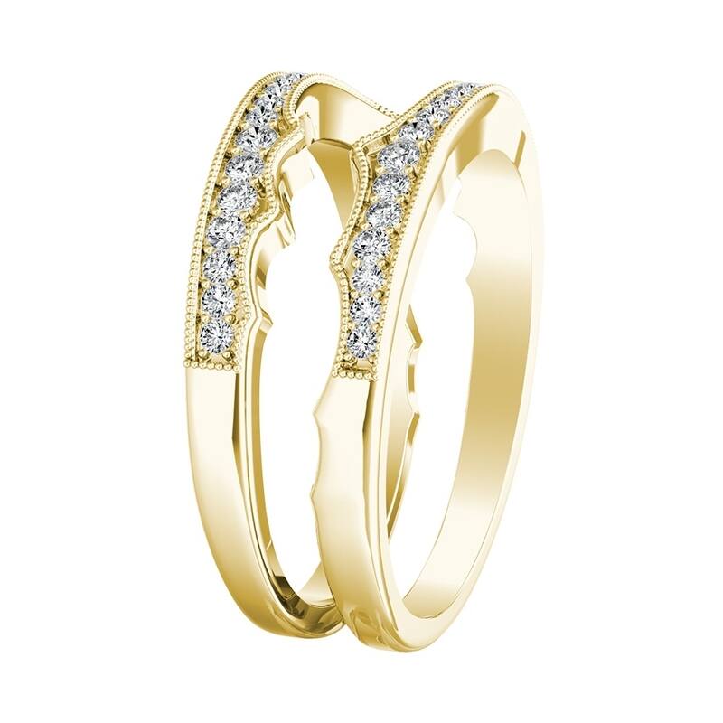 Auriya 1/4ctw Vintage Diamond Wedding Ring Guard 18k Gold