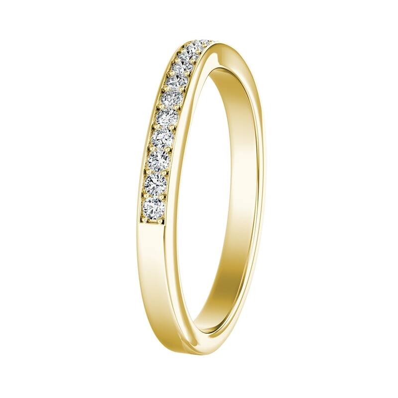 Auriya 18k Gold 1/5ctw Curved Diamond Wedding Band