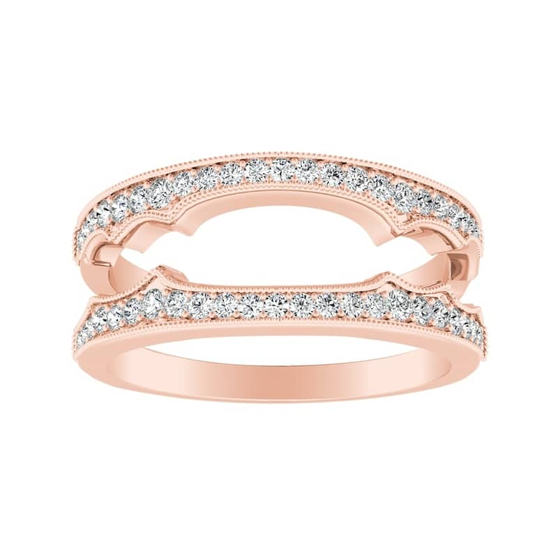 Auriya 1/4ctw Vintage Diamond Wedding Ring Guard 14k Gold
