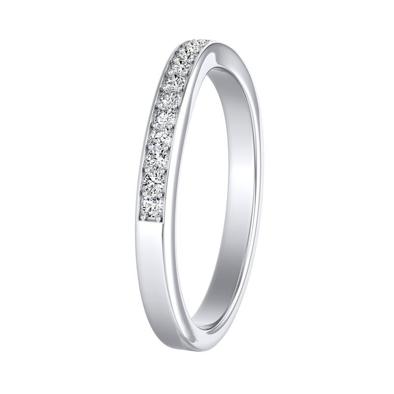 Auriya 14k Gold 1/5ctw Curved Diamond Wedding Band