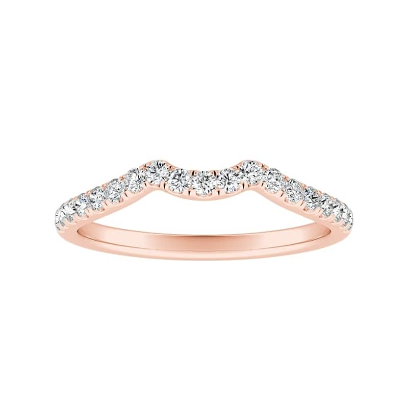 Auriya 14k Gold 1/4ctw Contoured Diamond Wedding Band - Rose - 9.5