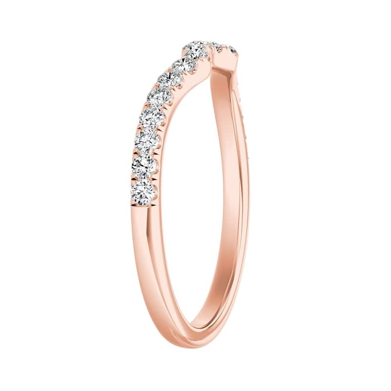 Auriya 14k Gold 1/4ctw Contoured Diamond Wedding Band