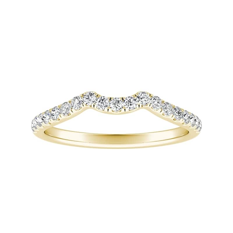 Auriya 14k Gold 1/4ctw Contoured Diamond Wedding Band - Yellow - 5