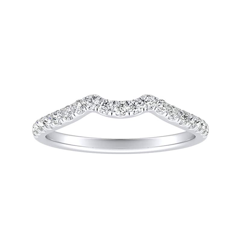 Auriya 14k Gold 1/4ctw Contoured Diamond Wedding Band - White - 6.5
