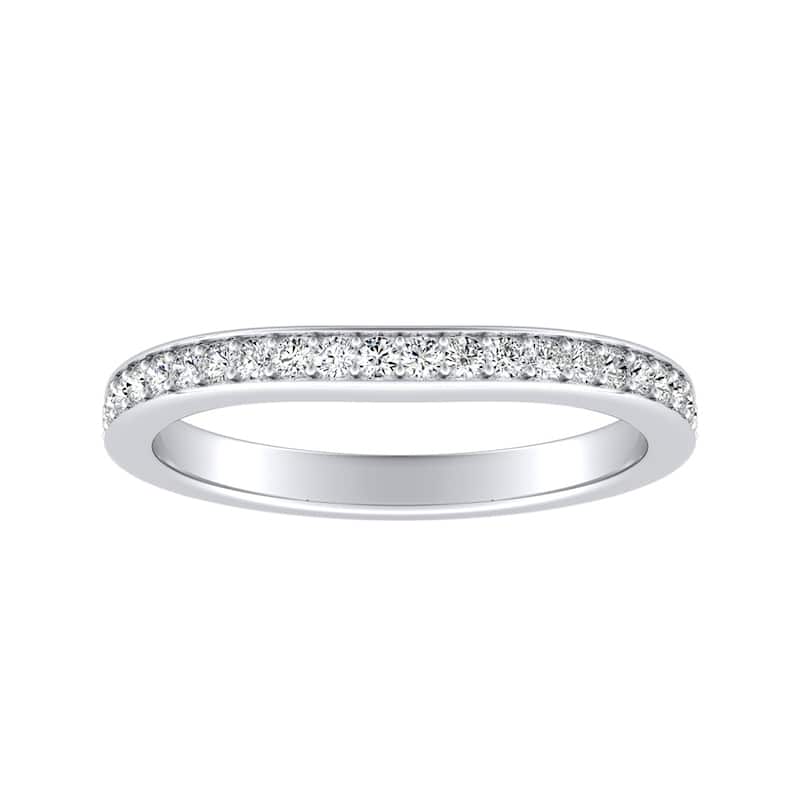 Auriya 14k Gold 1/4ctw Contoured Diamond Wedding Band - White - 8