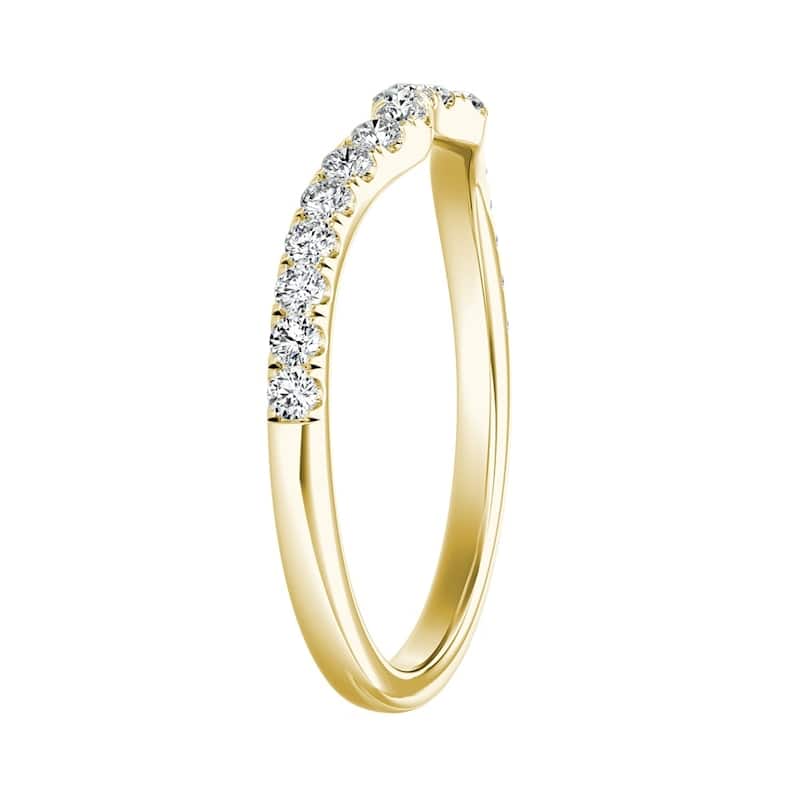 Auriya 14k Gold 1/4ctw Contoured Diamond Wedding Band