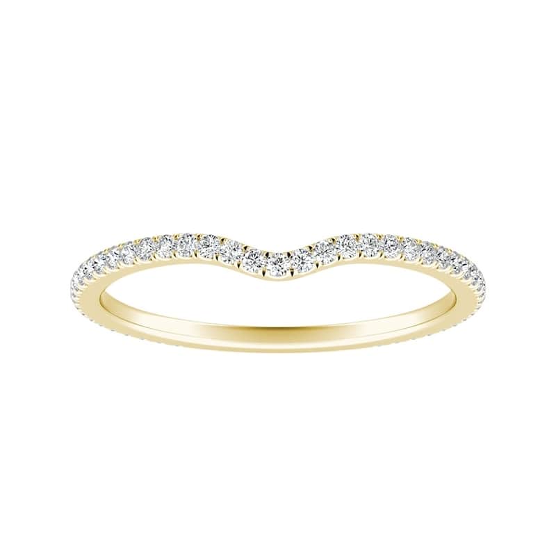 Auriya 18k Gold 1/5ctw Contoured Diamond Wedding Band