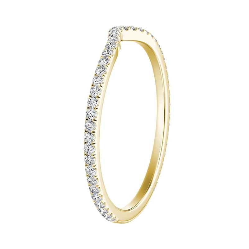 Auriya 18k Gold 1/5ctw Contoured Diamond Wedding Band
