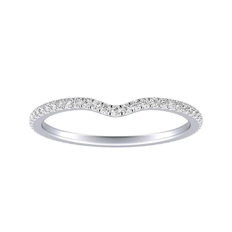 Auriya 18k Gold 1/5ctw Contoured Diamond Wedding Band