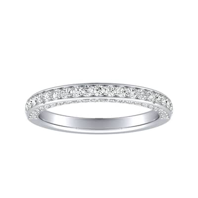 Auriya 18k Gold 1/2ctw Double Edge Diamond Wedding Band