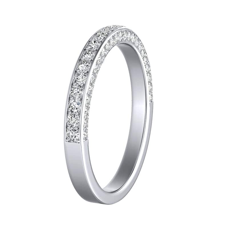 Auriya 18k Gold 1/2ctw Double Edge Diamond Wedding Band