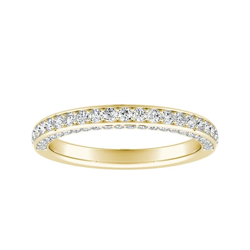 Auriya 18k Gold 1/2ctw Double Edge Diamond Wedding Band