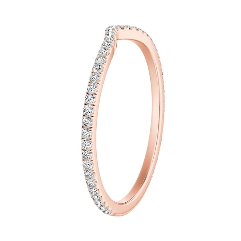 Auriya 14k Gold 1/5ctw Contoured Diamond Wedding Band