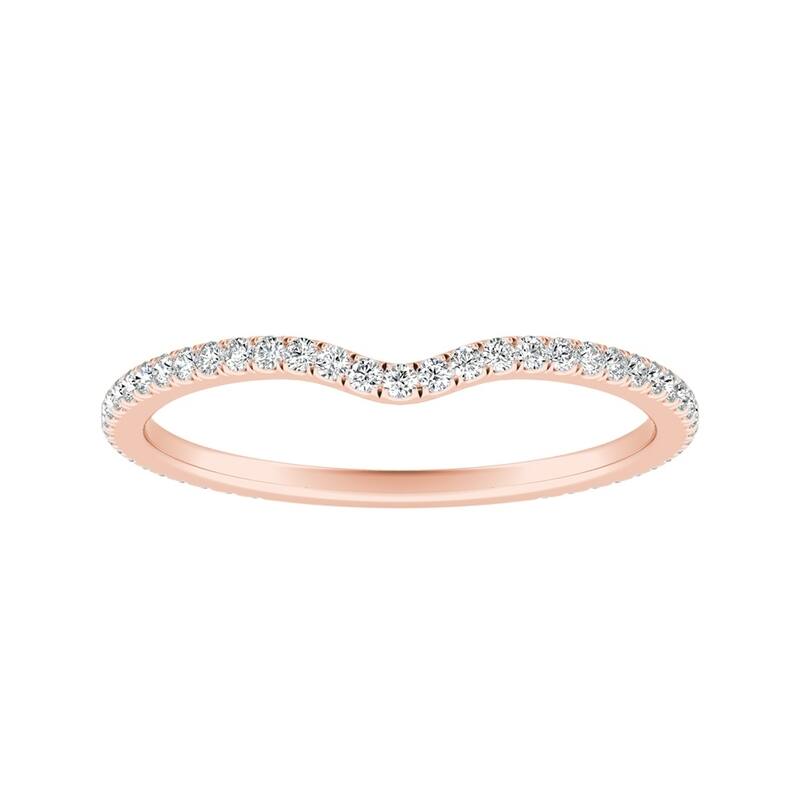 Auriya 14k Gold 1/5ctw Contoured Diamond Wedding Band
