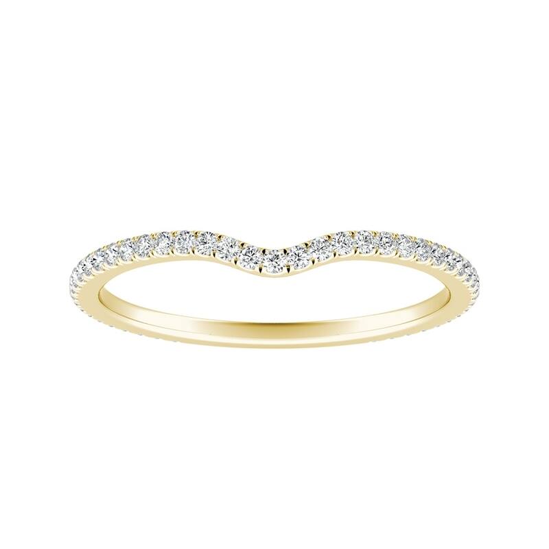 Auriya 14k Gold 1/5ctw Contoured Diamond Wedding Band
