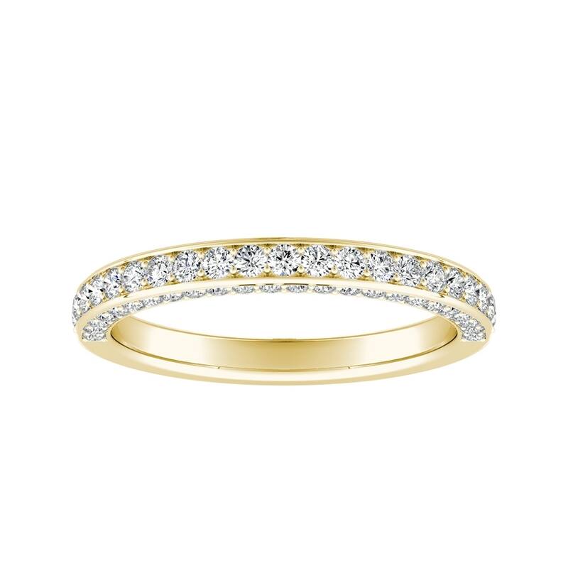 Auriya 14k Gold 1/2ctw Double Edge Diamond Wedding Band
