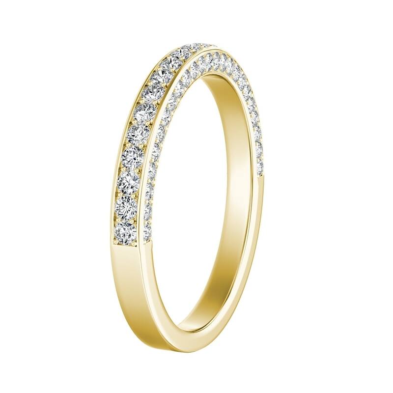 Auriya 14k Gold 1/2ctw Double Edge Diamond Wedding Band