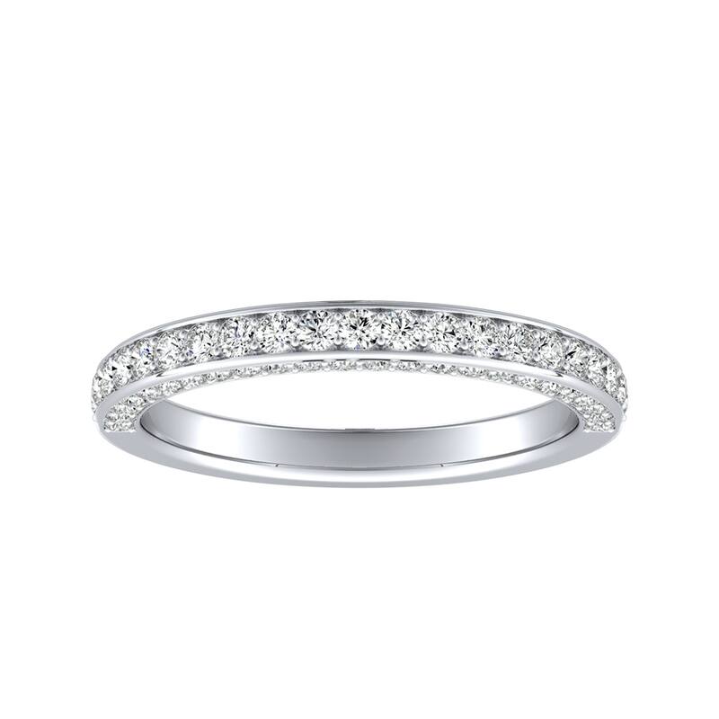 Auriya 14k Gold 1/2ctw Double Edge Diamond Wedding Band
