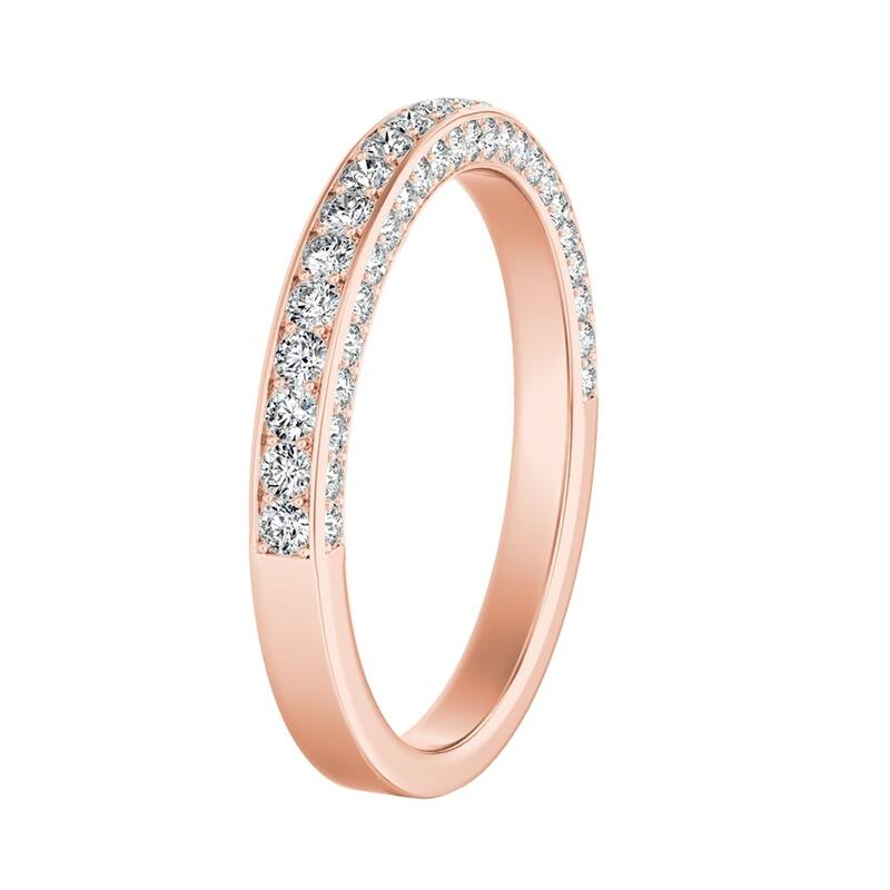 Auriya 14k Gold 1/2ctw Double Edge Diamond Wedding Band