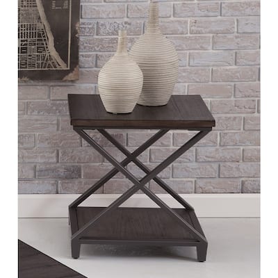 Steve Silver Alton Double X Style Wood and Metal Side Table