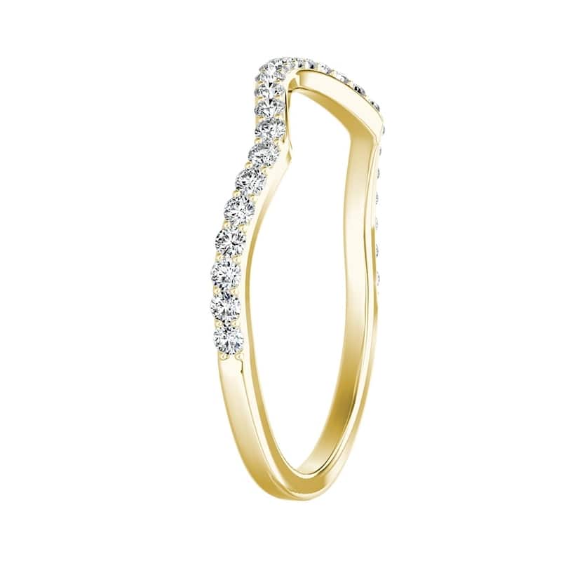 Auriya 1/5ctw Contoured Diamond Wedding Band 18k Gold