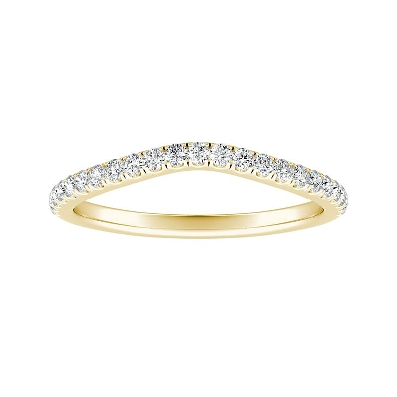 Auriya 1/5ctw Curved Diamond Wedding Band 14k Gold