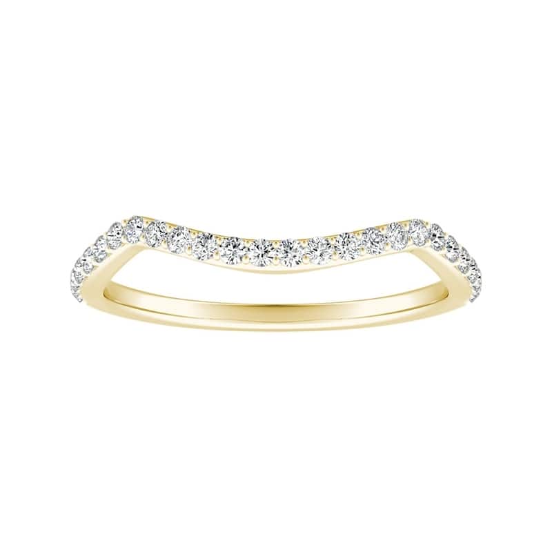 Auriya 1/5ctw Contoured Diamond Wedding Band 14k Gold