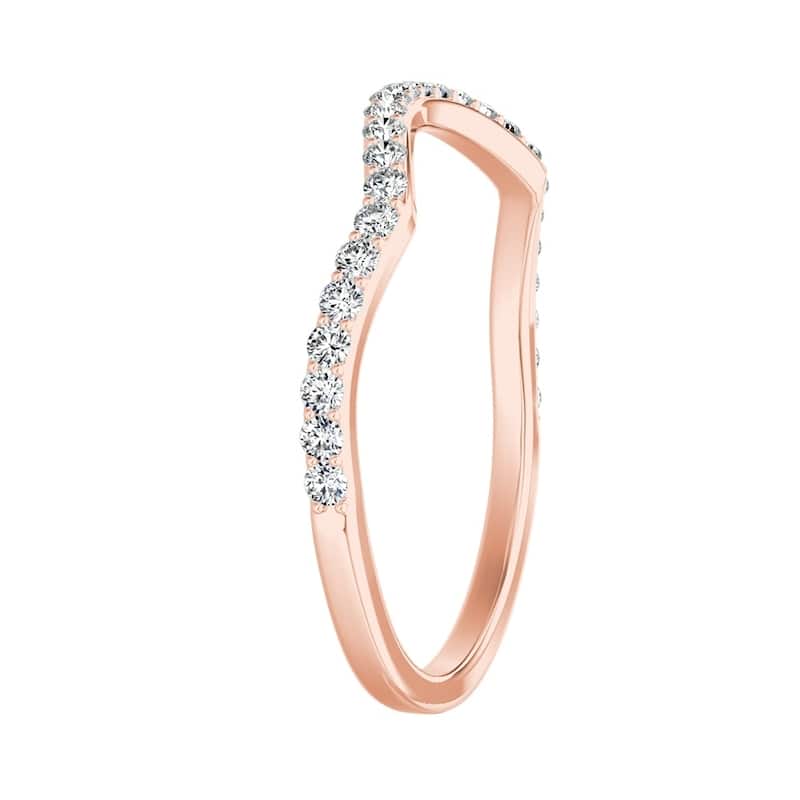 Auriya 1/5ctw Contoured Diamond Wedding Band 14k Gold