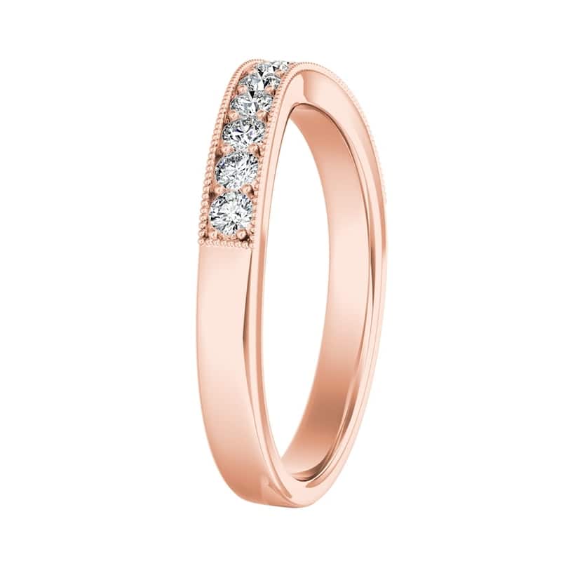 Auriya 14k Gold 1/3ctw Round Diamond Wedding Band