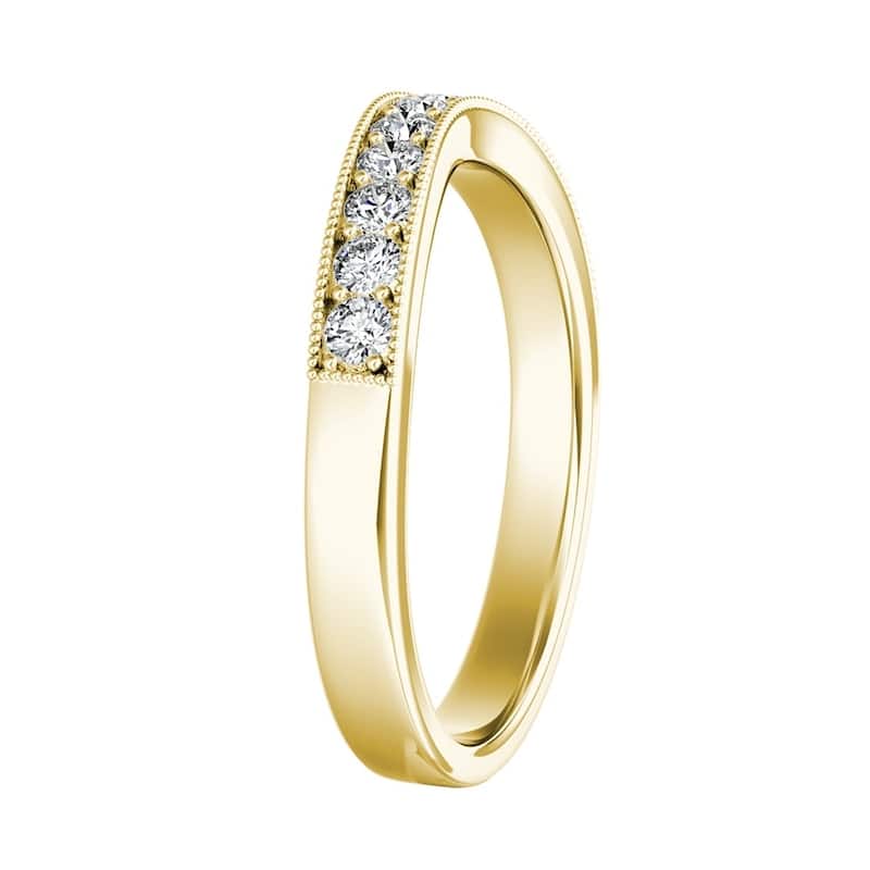 Auriya 14k Gold 1/3ctw Round Diamond Wedding Band