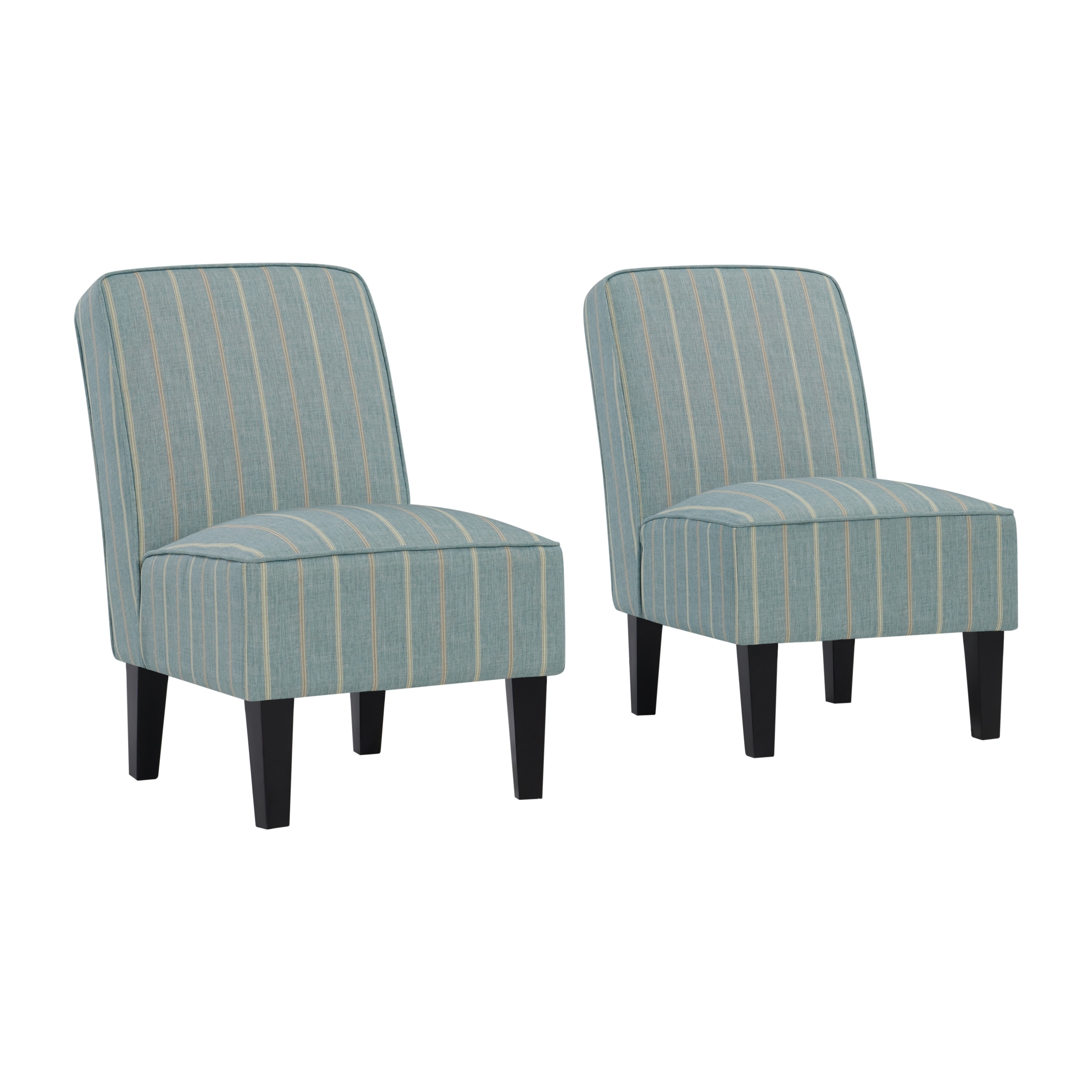 Copper Grove Couvin Armless Accent Chairs Set Of 2 Turquoise And Tan Stripe