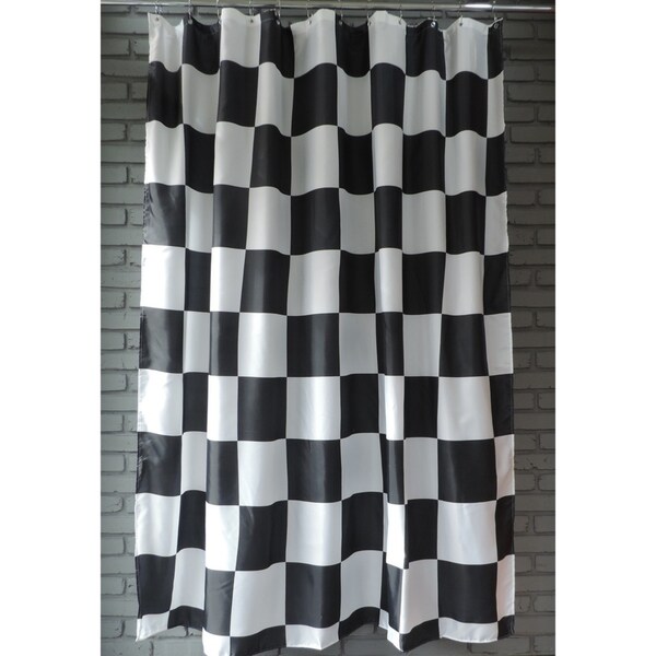 checkered shower curtain