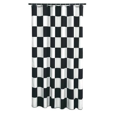 Gamma Extra Long Shower Curtain 78 x 72 Inch Checkered Flag Fabric