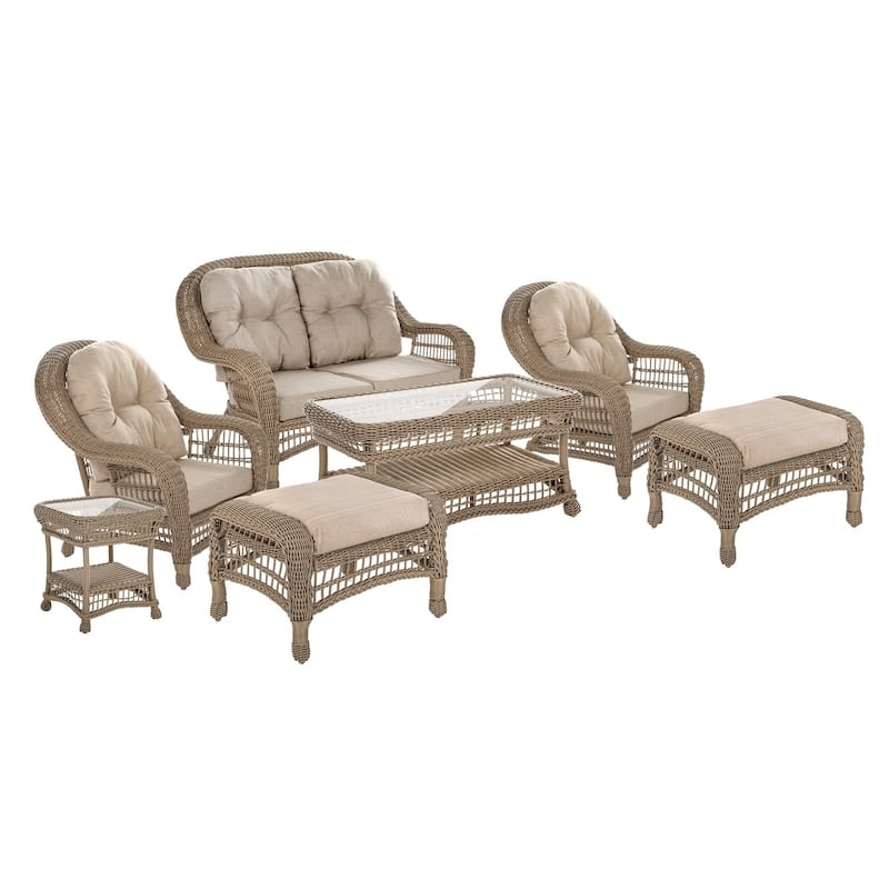 Outdoor Garden 7 pc conversation set with ottomans - N/A