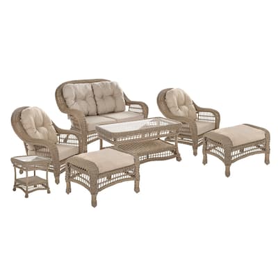 Outdoor Garden 7 pc conversation set with ottomans