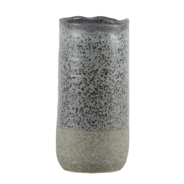 Urban Trends Ceramic Round Vase with Speckled Design Body with Gray Banded Rough Bottom in Coated Finish, Medium - Sage - N/A