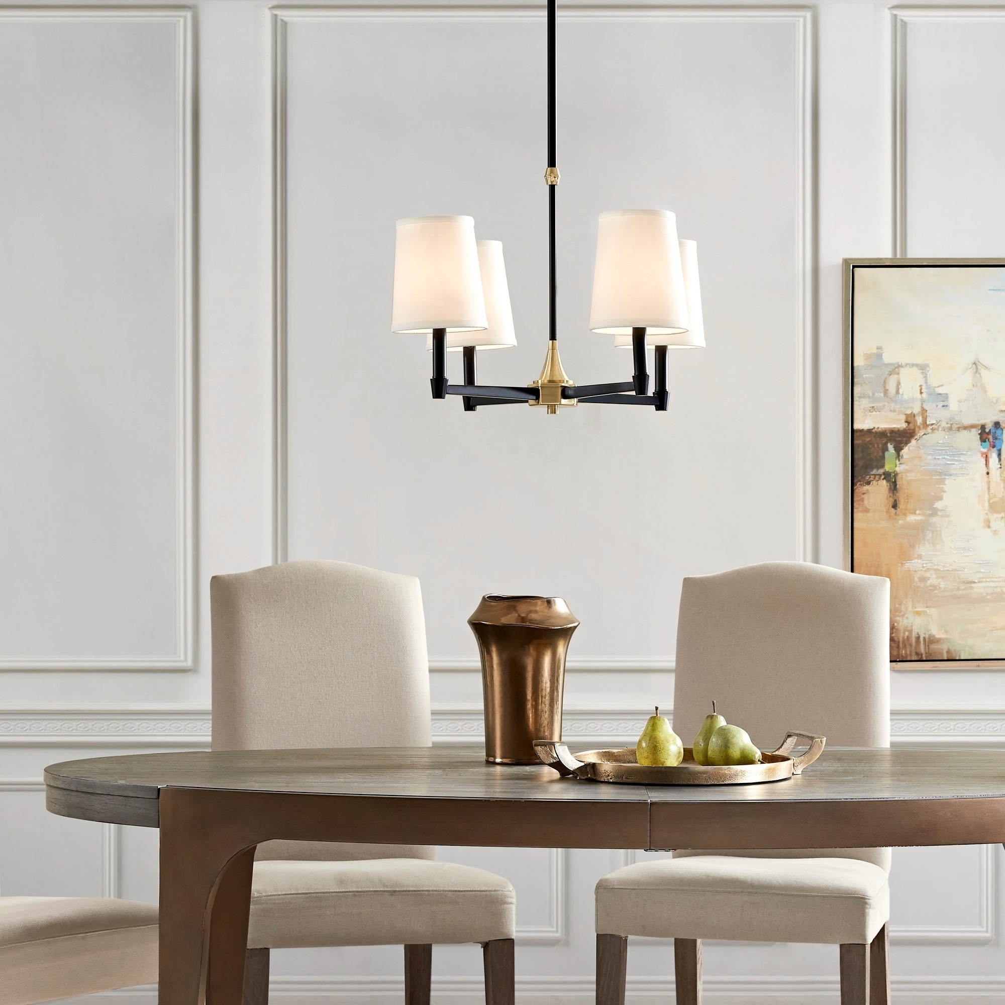 Madison Park Clark 4-Light Black and Gold Chandelier - 26"L x 26"W x 36"H - Chandeliers For Bedrooms by Overstock.com