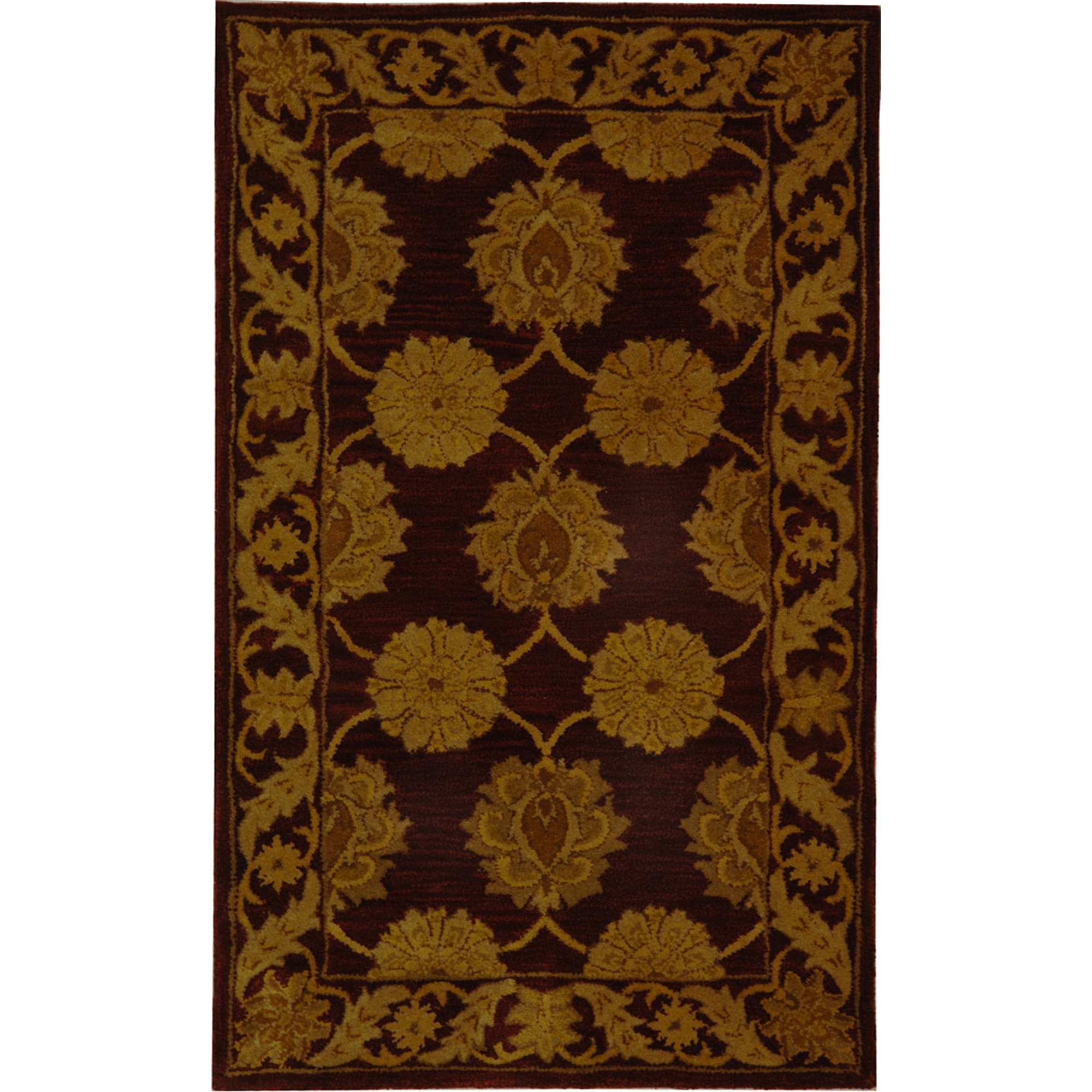 Handmade Heritage Mahal Red Wool Rug (3 X 5)