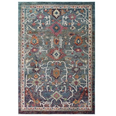 Porch & Den Lanham Distressed Floral Area Rug