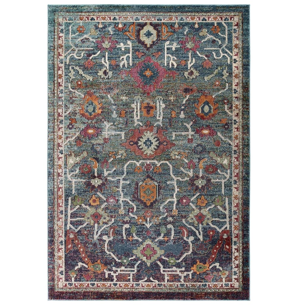 Porch & Den Lanham Distressed Floral Area Rug