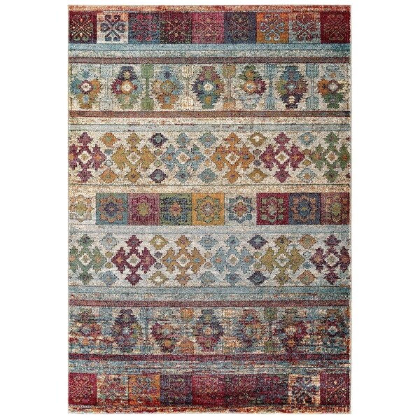 Porch & Den Knox Distressed Floral Lattice Area Rug - 5' x 8'
