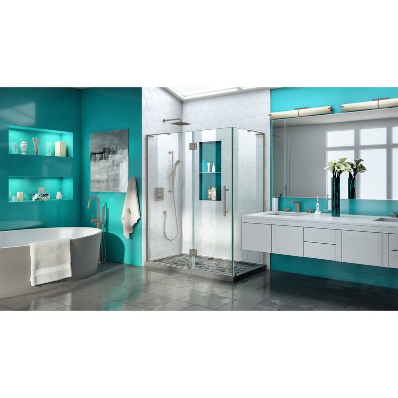 DreamLine Quatra Plus 32 in. D x 46 in. W x 72 in. H Frameless Hinged Shower Enclosure - 32.18" x 46.38" - 32.18" x 46.38"