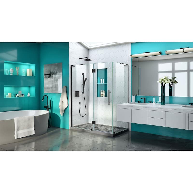 DreamLine Quatra Plus 32 in. D x 46 in. W x 72 in. H Frameless Hinged Shower Enclosure - 32.18" x 46.38" - 32.18" x 46.38"