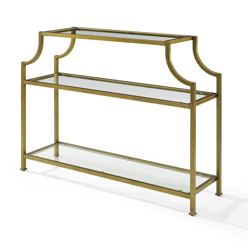 Crosley Aimee Glass/ Gold Finish Steel 3-tier Console Table