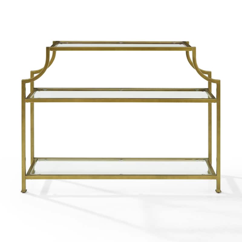Crosley Aimee Glass/ Gold Finish Steel 3-tier Console Table