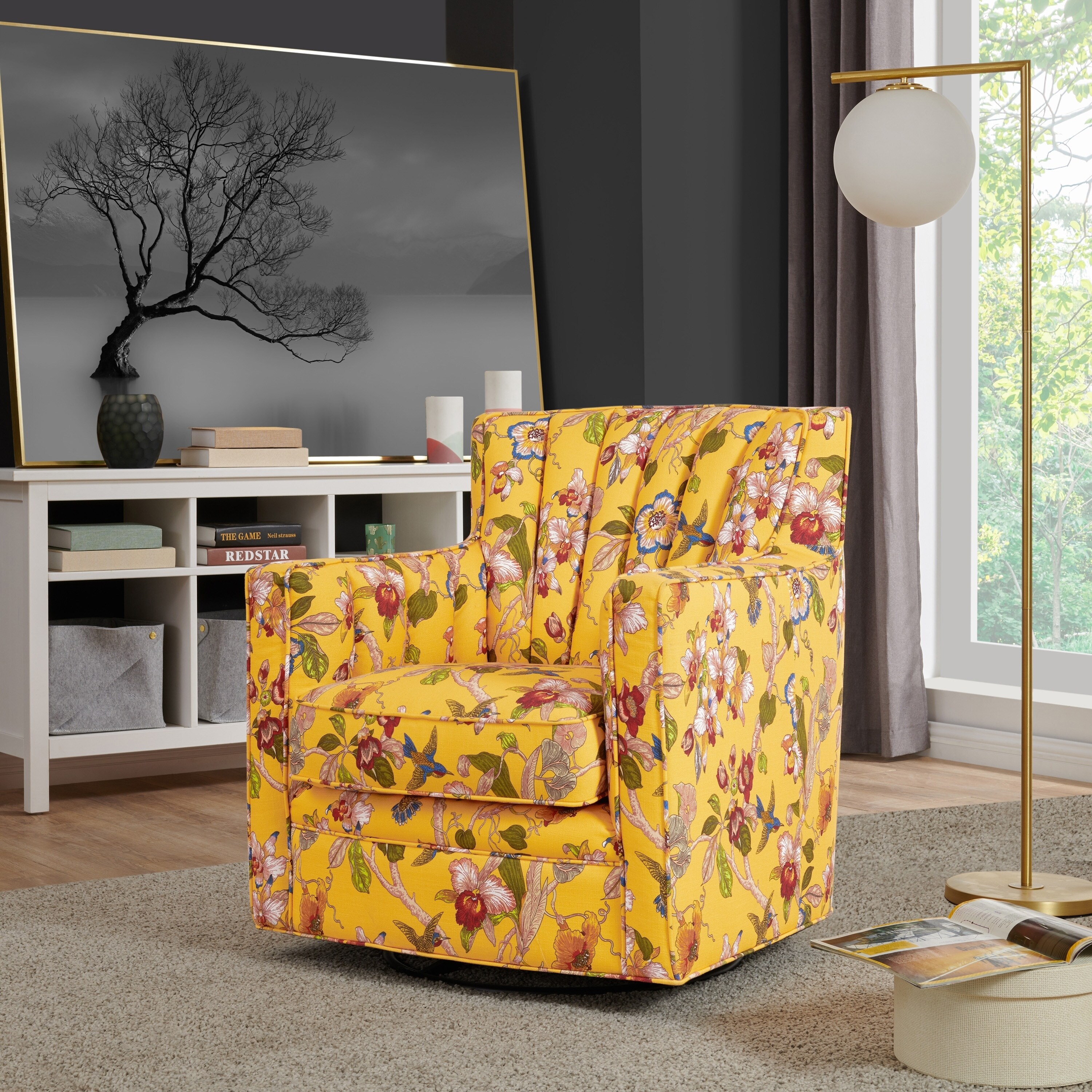 floral swivel chair