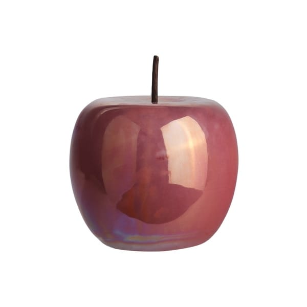 UTC50968: Ceramic Apple Figurine with Stem LG Polished Pearlescent Finish Dusty Rose