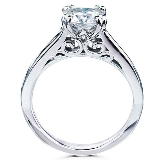 Kobelli 1.1 Carat Moissanite Solid 14k Gold Cushion Solitaire Vollutes Engagement Ring
