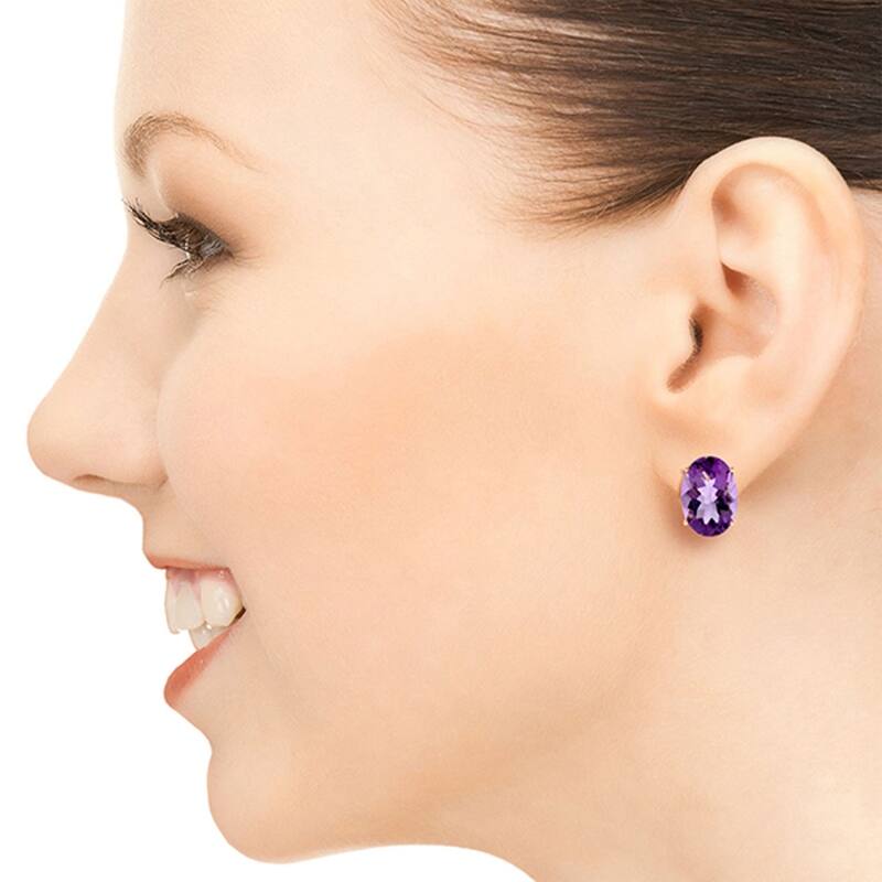 15.1 CTW 14K Solid Rose Gold French Clips Earrings Natural Amethyst